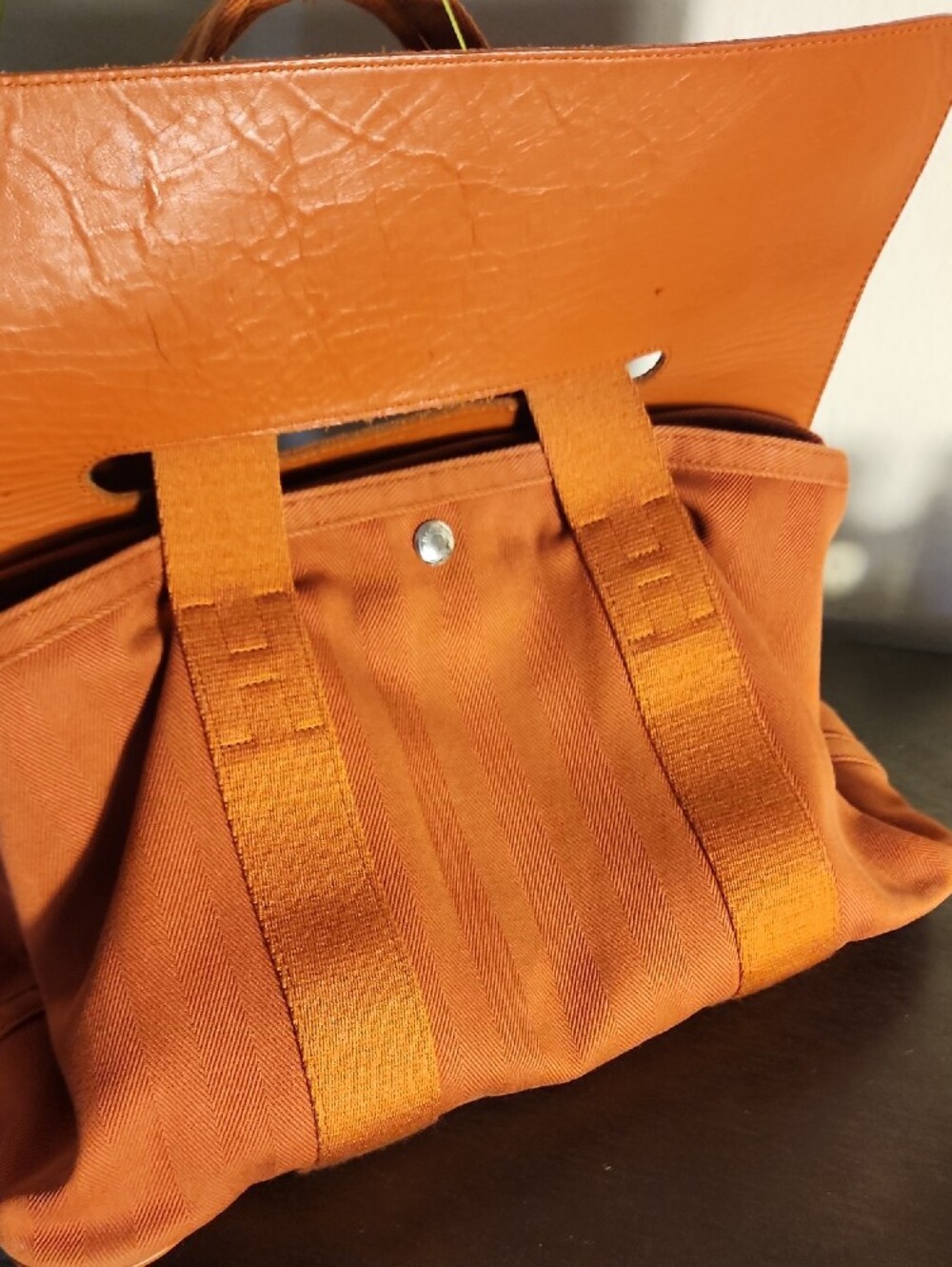 Hermes VALPARAISO Canvas & Leather Top-Handle Shoulder Bag - Picture 4 of 16